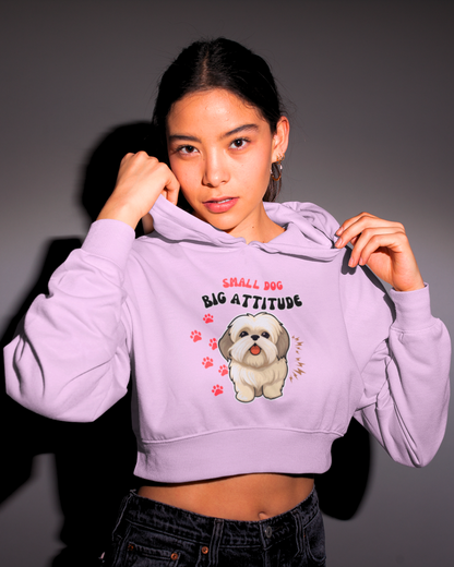 Small Dog Big Attitude Crop Hoodie