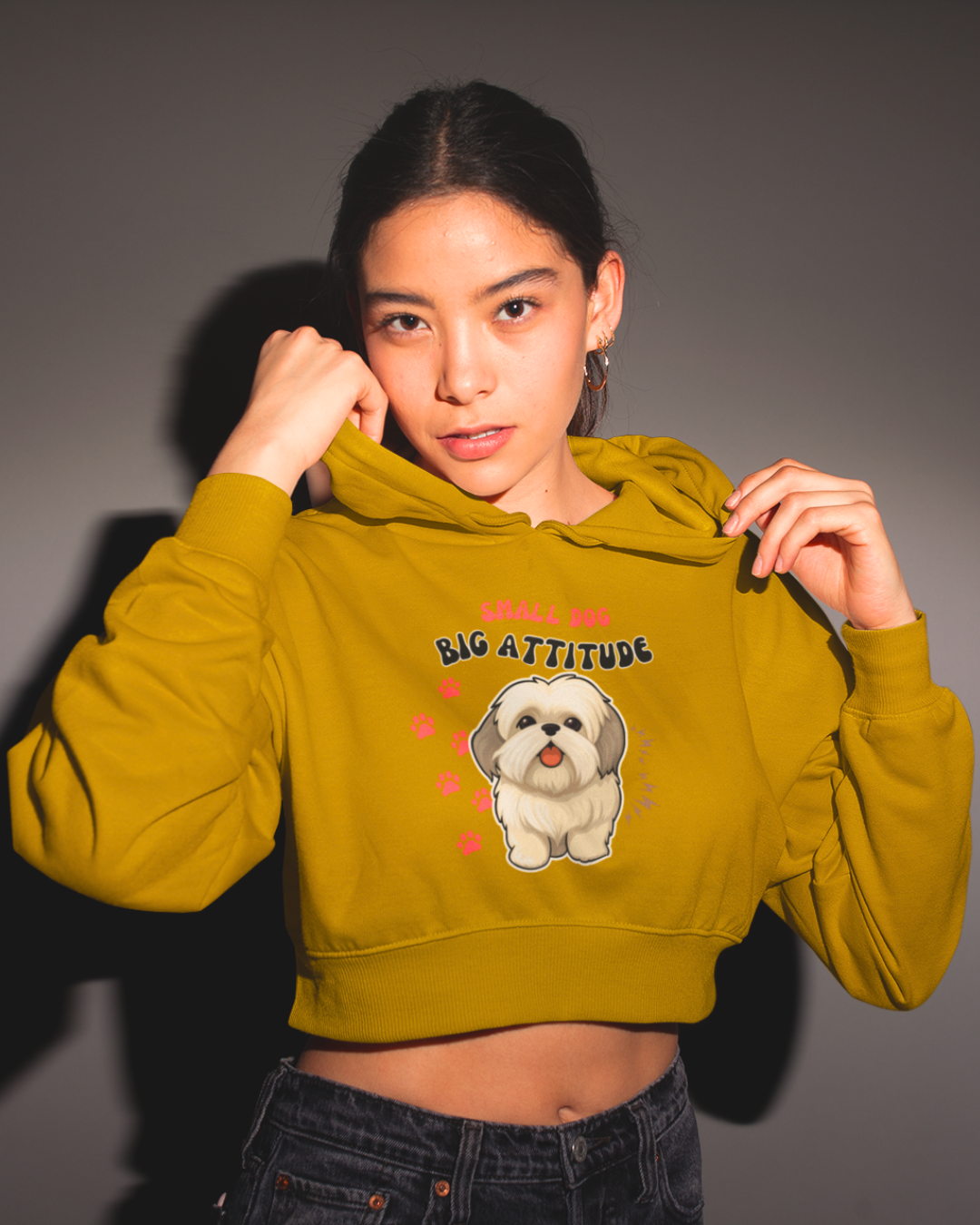 Small Dog Big Attitude Crop Hoodie